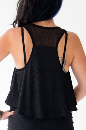 Nyhta Black Shimmer Sustainable Flare Top