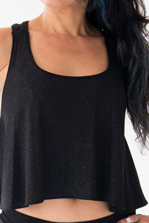 Nyhta Black Shimmer Sustainable Flare Top