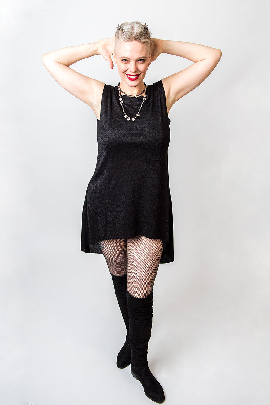Black Shimmer Open Back Top - Limited Edition