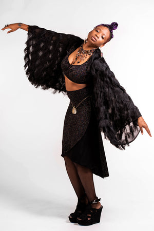 Made to order - Black Fringe Kimono Shrug