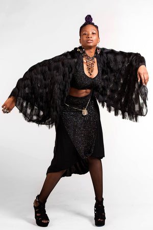 Made to order - Black Fringe Kimono Shrug