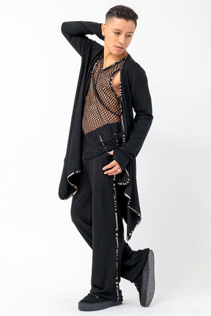 unisex black cardigan zero waste