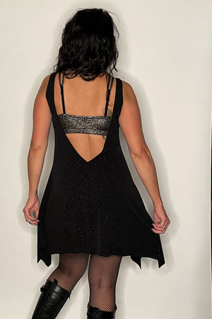 NYHTA Black Shimmery Asymmetrical Slip Dress - Made to Order