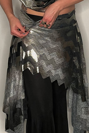 Metallic Chevron Asymmetric Layering Skirt