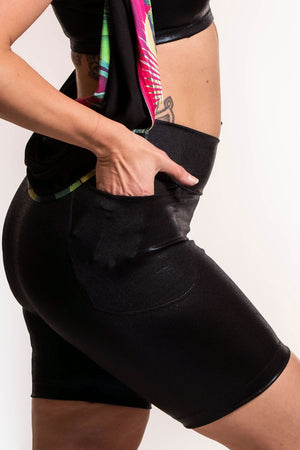 The Ultimate Bike Shorts in the Black Widow Micro-Dot Hologram