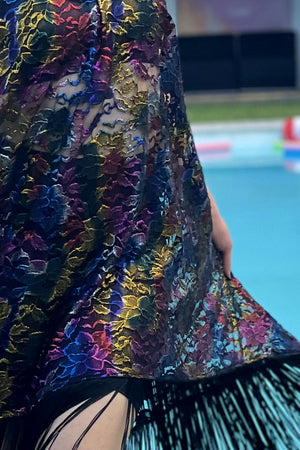 Metallic Rainbow Lace Festival Dress with Fringe