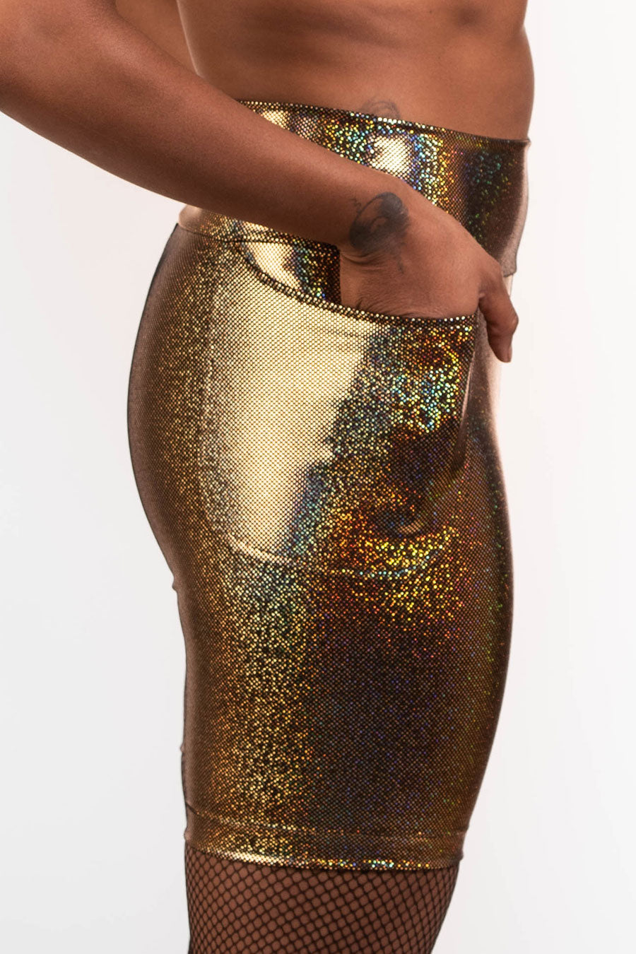 The Ultimate Bike Shorts in the Gold Large-Dot Hologram