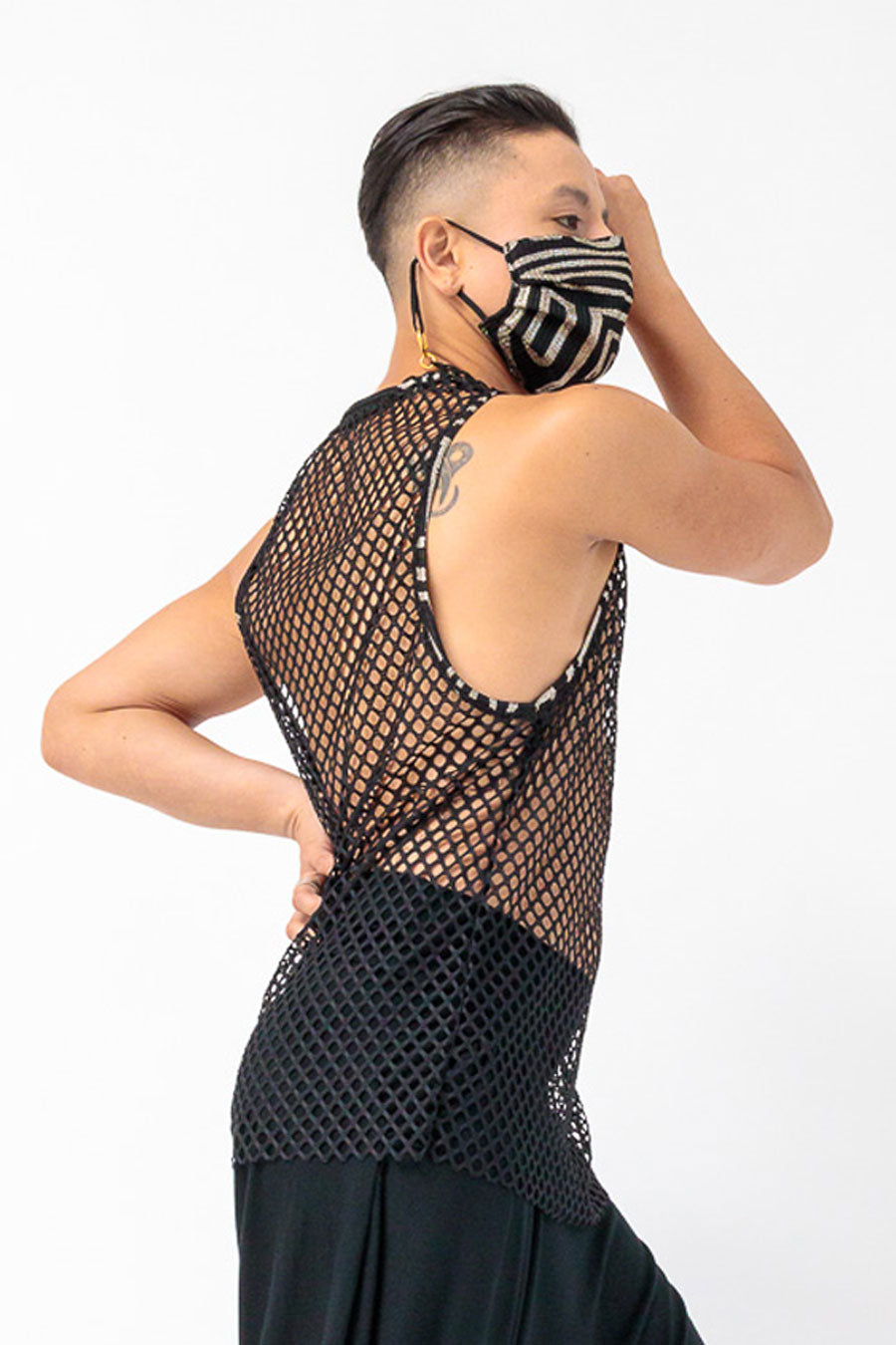 black and gold metallic unisex fabric face mask
