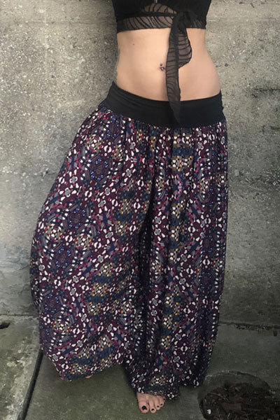 floral harem fusion belly dance pants with side slit no muffin top