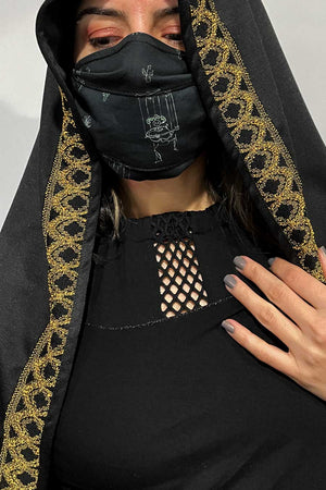 Mustard Lace Trim Empire (Infinity Hooded Scarf)