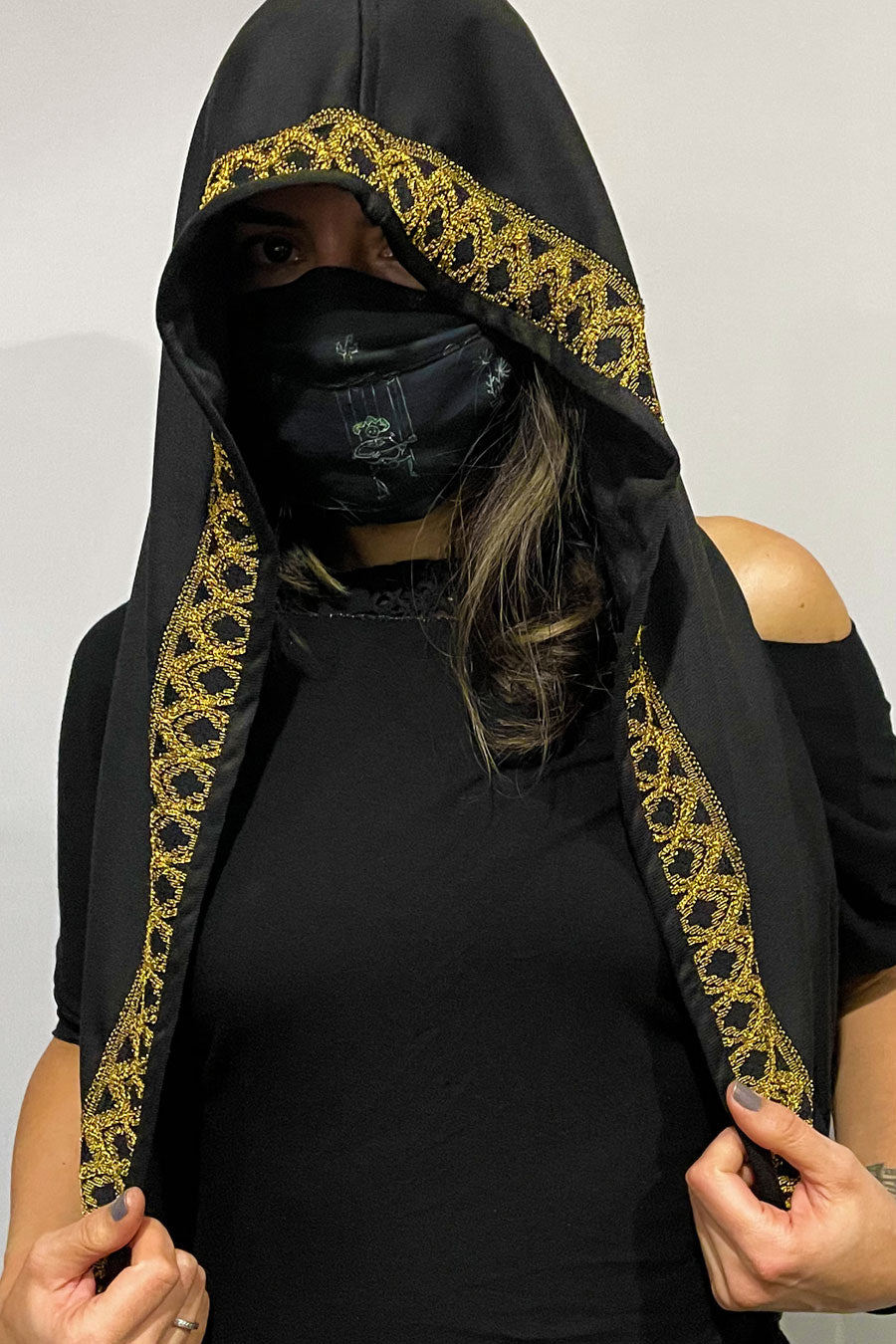 Mustard Lace Trim Empire (Infinity Hooded Scarf)