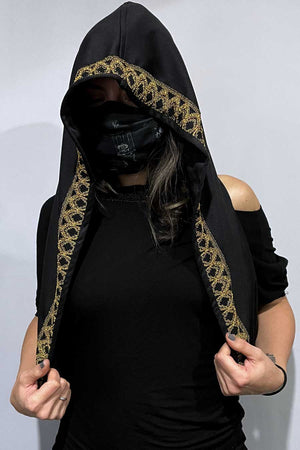 Mustard Lace Trim Empire (Infinity Hooded Scarf)