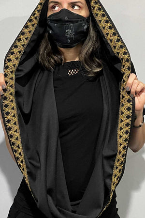 Mustard Lace Trim Empire (Infinity Hooded Scarf)